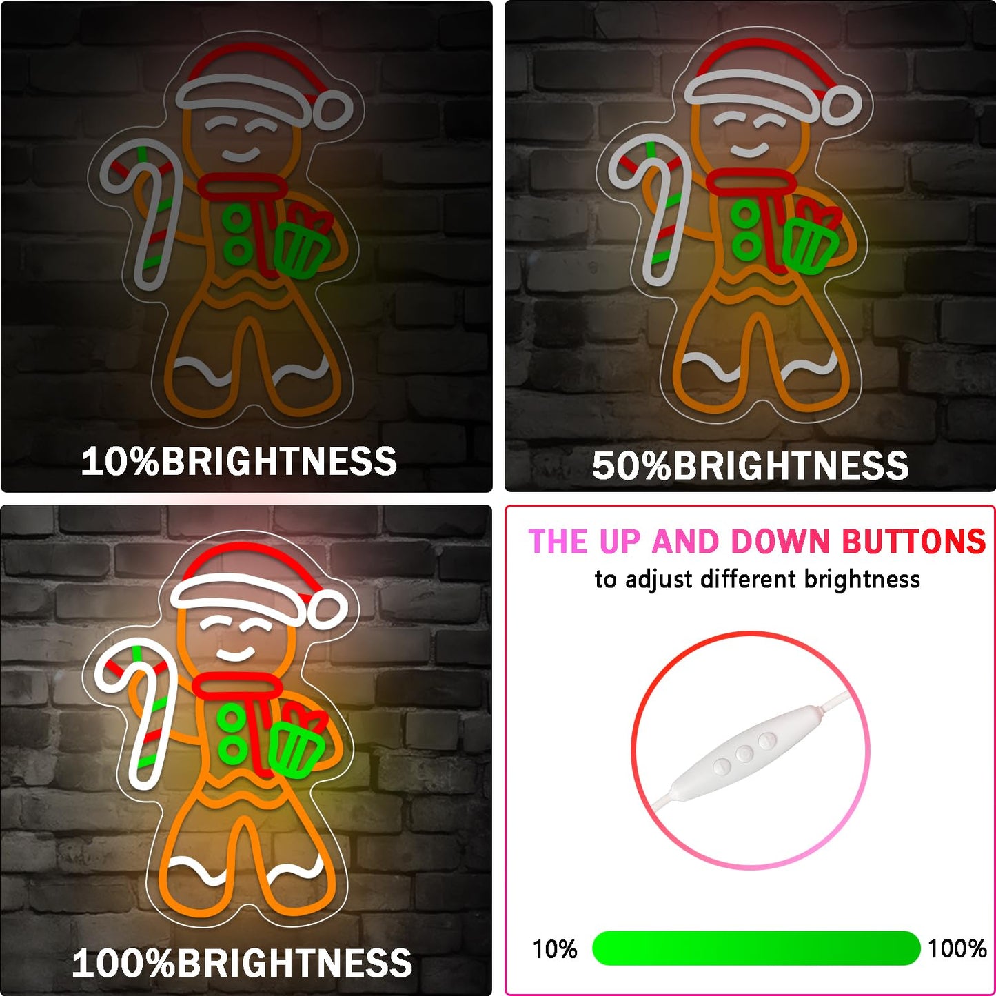 Gingerbread Man Neon Sign Dimmable Christmas Neon Light For Wall Room Decor Christmas Led Sign For Bedroom Living Room Home christmas Decor Gift Party Decorations
