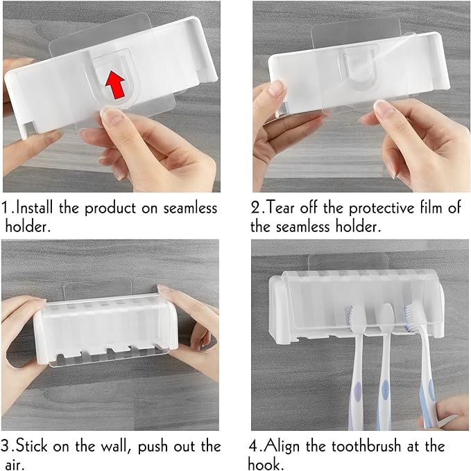 2 Pack 5 Slots Wall Mount Toothbrush Holder