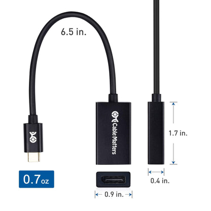 Cable Matters 8K USB C to DisplayPort Adapter (USB C to DP Adapter) Support 8K (7680x4320) DisplayPort 1.4 - Thunderbolt 3 Compatible for iPhone 15 Pro Max Plus, MacBook Pro, Dell XPS, Surface Book 2