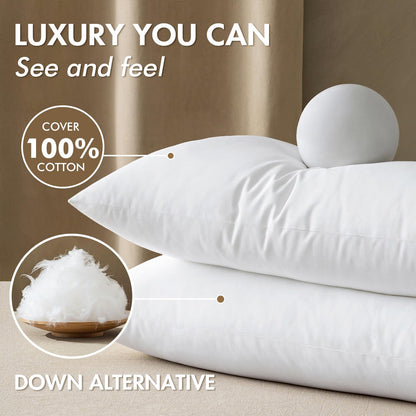 MIULEE 24x24 Down Alternative Pillow Insert Euro Decorative Throw Pillow 24 x 24 Inch Body Bed Sleeping Ultra Soft Fluffy Form for Sofa Couch Bed