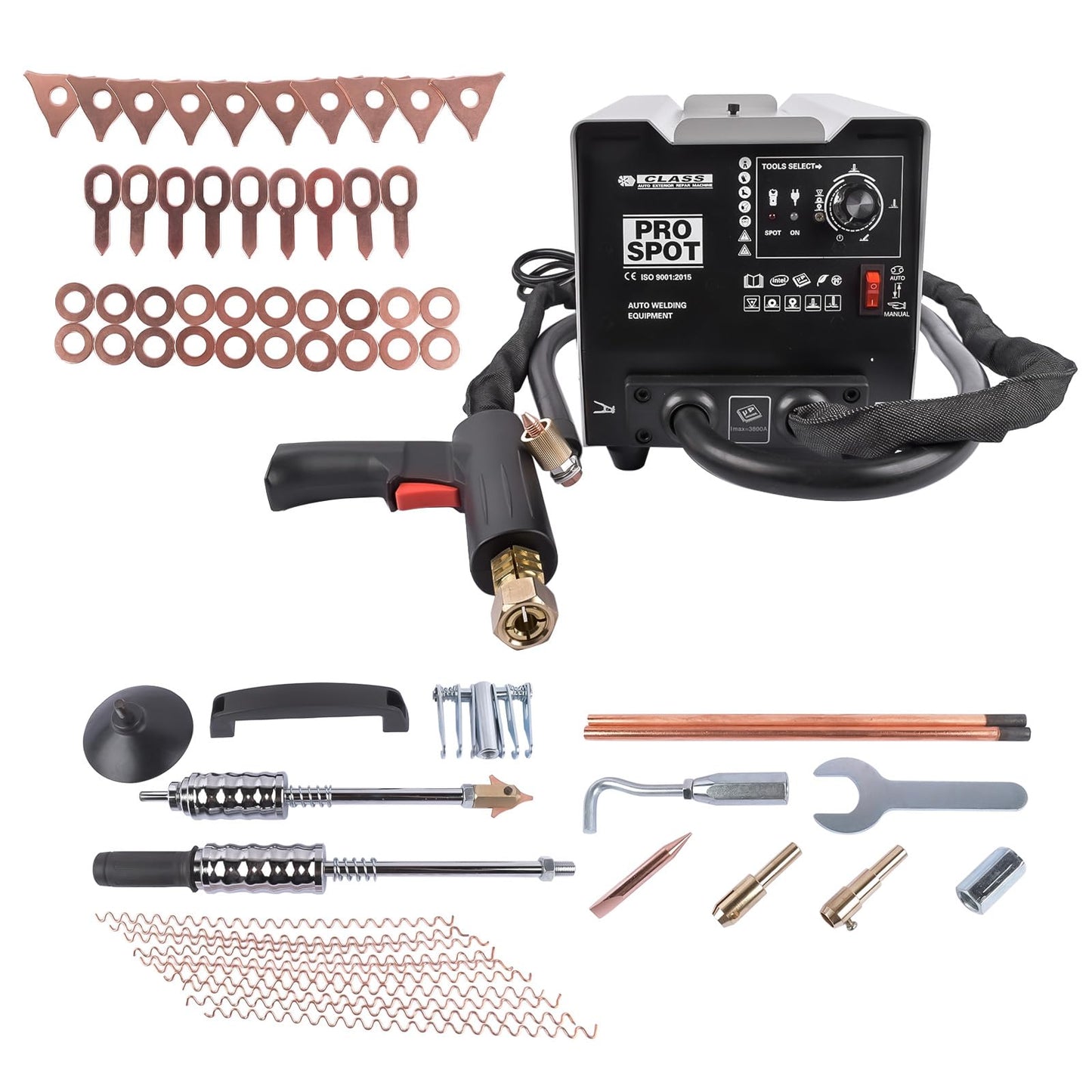90E Stud Welder Dent Repair Kit, 110V 3000W 3800A Pro Spot Dent Puller Welder, 7 Welding Modes, Auto Car Body Dent Puller Repair Machine