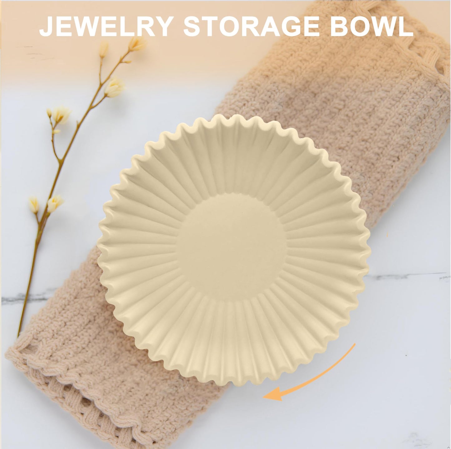 OGANGART Brown Decorative Bowls for Home - Stylish Flat Purse Bowls - Round Foyer Key Bowl - Handmade Resin Scalloped Ruffle Bowl for Display Centerpiece