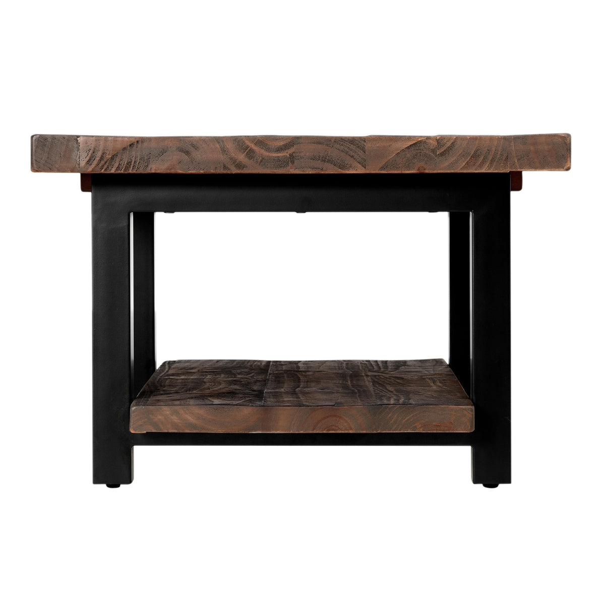 Pomona 27-Inch Square Solid Wood Coffee Table with Metal Legs – Modern Farmhouse Rustic Small Space Table by Alaterre Furniture (Rustic Brown)