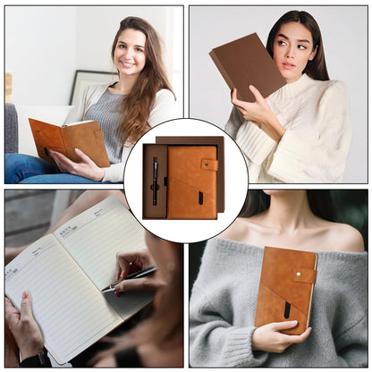 HAIJSEVR A5 Lined Leather Journal Notebook with Pen Set, Vintage Hardcover Diary A5 Notebook with Magnetic Closure, Personalized Travel Journals Classic Business Gift Box Bag Set for Christmas Birthday
