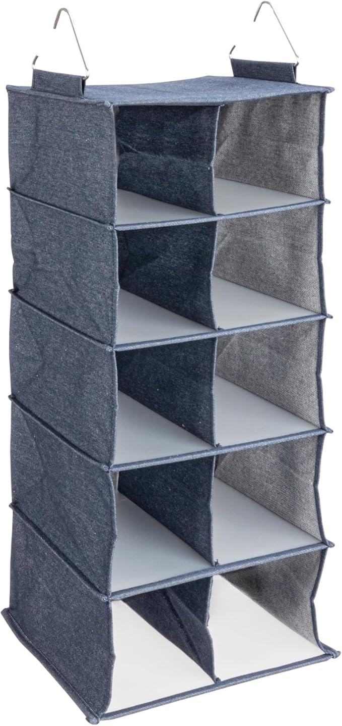 Household Essentials Hanging Cotton Blend and Plastic Closet Shoe Organizer