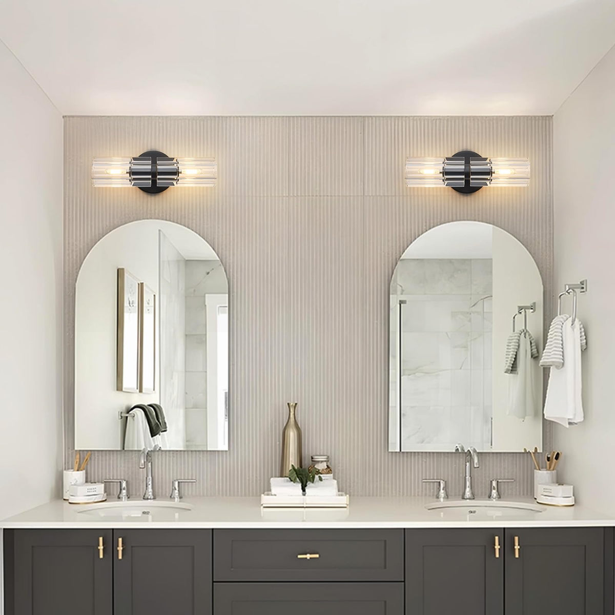 SHEKAITAO Crystal Wall Sconces Set of Two, 13" Modern Brass Sconces Lighting with K9 Crystal Lampshade,Indoor Wall Sconce Bedroom Wall Light Fixtures for Living Room Bathroom Hallway Stairs Entryway
