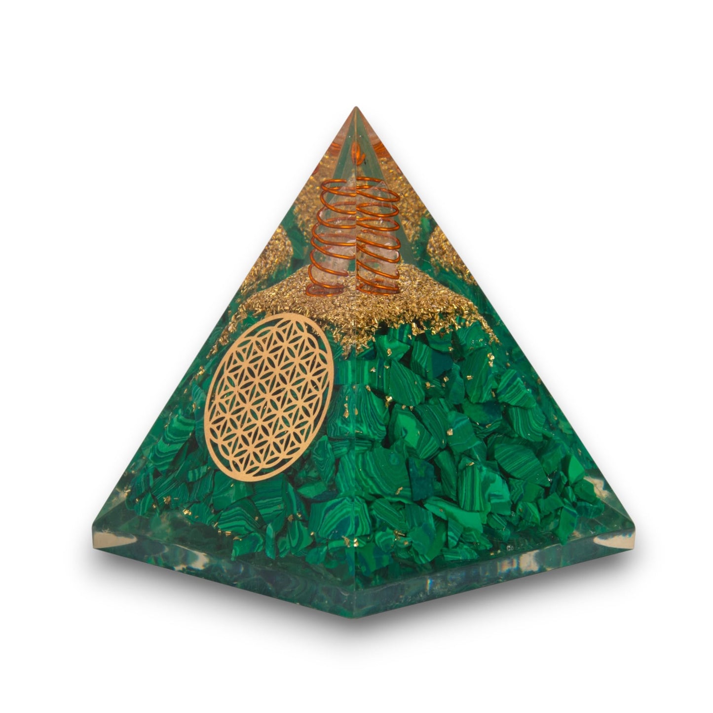 Agate Mart Malachite Orgonite Pyramids with Black Tourmaline Pendant - Healing Crystals for Success - Enhance Meditation with Orgonite Energy