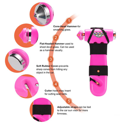 THINKWORK Car Safety Hammer for Teen Girl and Lady's Gifts, 2 Pack Three-in-One Emergency Escape Tool with Window Breaker and Seat Belt Cutter, Safety Emergency Car Escape Tool for Family, Children
