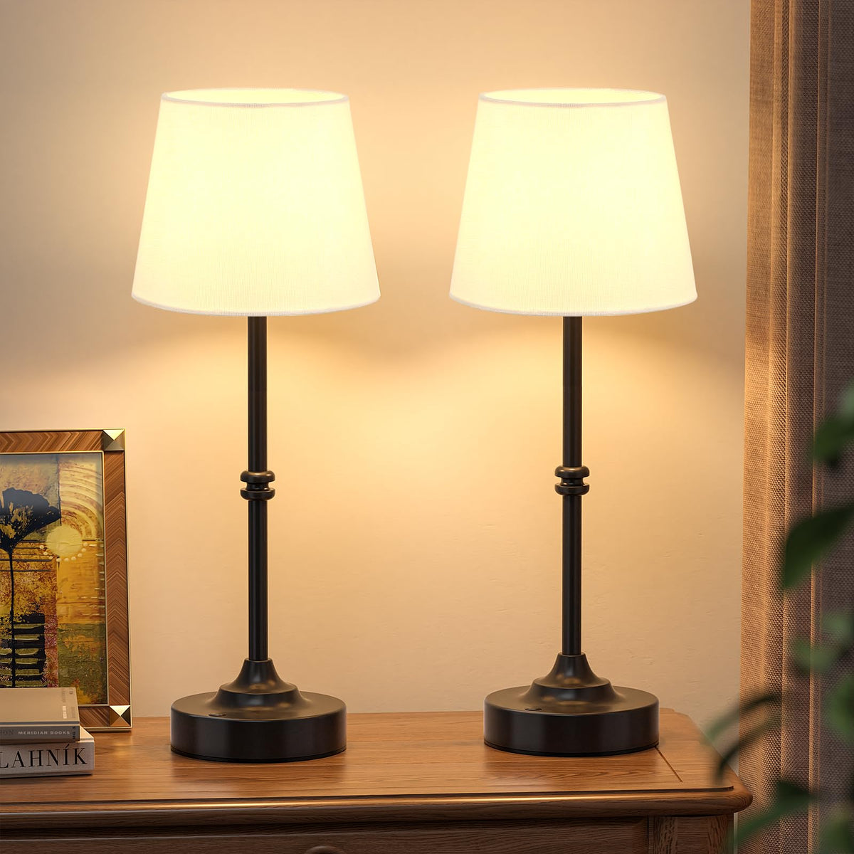 Kakanuo Rechargeable Cordless Table Lamp Black - 2 Pack 4000mAh Battery Operated Lamp, 3000K Warm Light, Touch Control Stepless Dimming, for Bedside, Dining Table, Home Decor