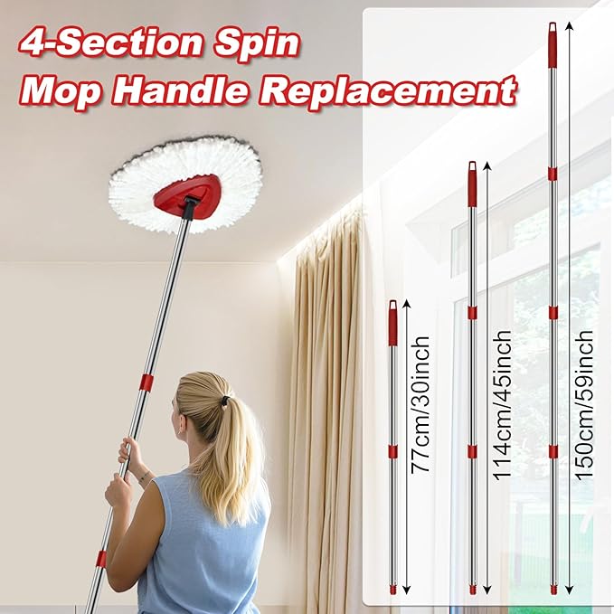 4 Section Spin Mop Replacement Handle