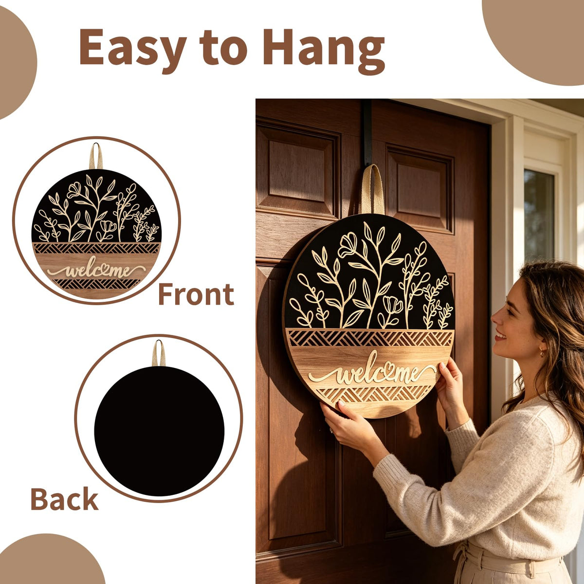 3D Welcome Sign for Front Door, Ultra Large 14in Front Door Wreath