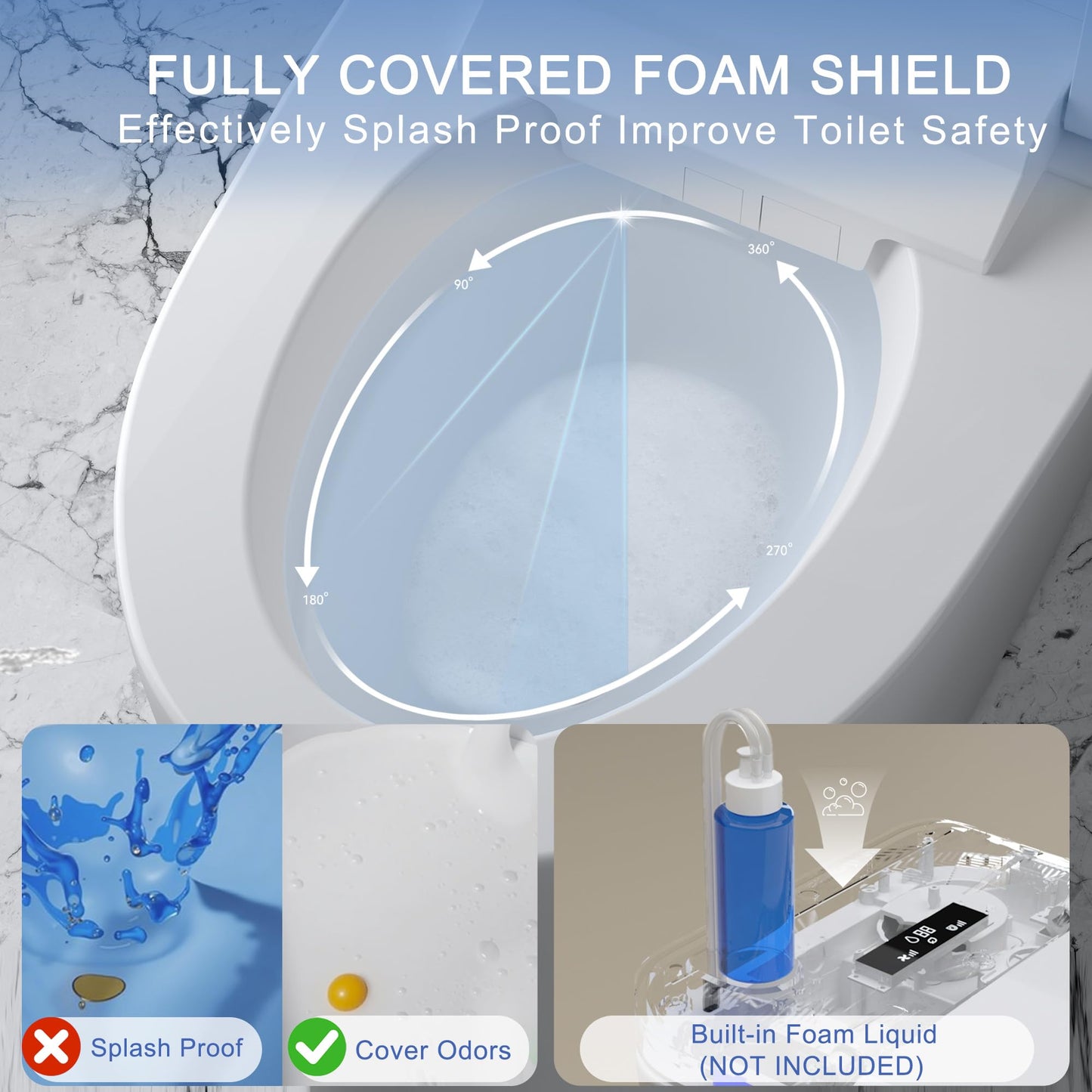 TDH Modern Smart Toilet, Upgrade Gourd-Shaped Heated Seat with Warm Water Wash, Aromatherapy Spray & Foam Shield, Air Dryer, Foot Sensor,Auto Flushing & Open Close Lid