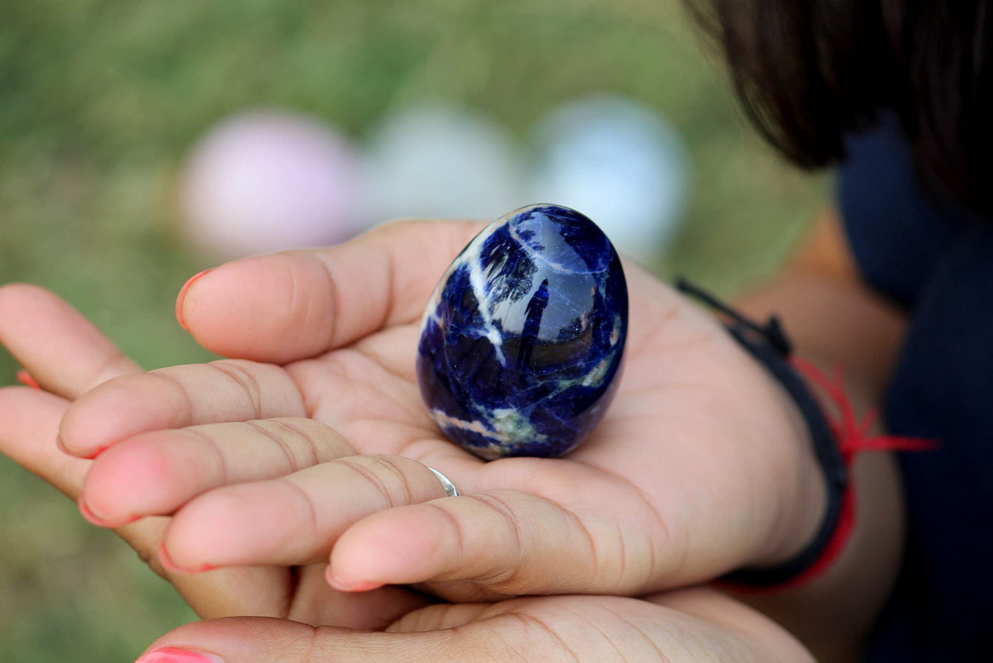 Jet Sodalite Gemstone Egg 2 Inch – Natural Crystal Decorative Stone for Home Décor, Meditation & Collection