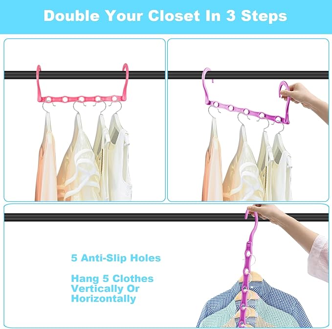 DUCOO 10 PCS Space Saving Hangers, 5-Hole Magic Hangers