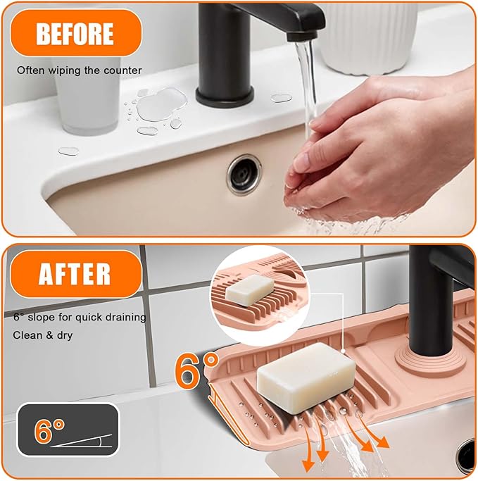 Pink Button Style Faucet Drip Catcher – Silicone Faucet Mat