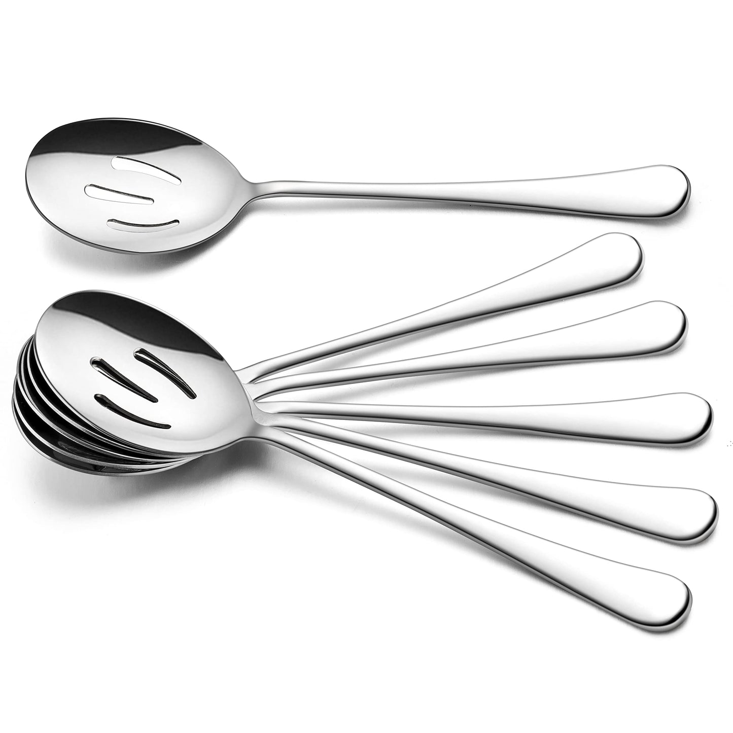 HaWare Serving Slotted Spoons X 6, 9.8 inches Large Size Stainless Steel Spoon Service for Home, Elegant Design for Kitchen/Buffet/Party, Mirror Polished and Dishwasher Safe(6 Pack)