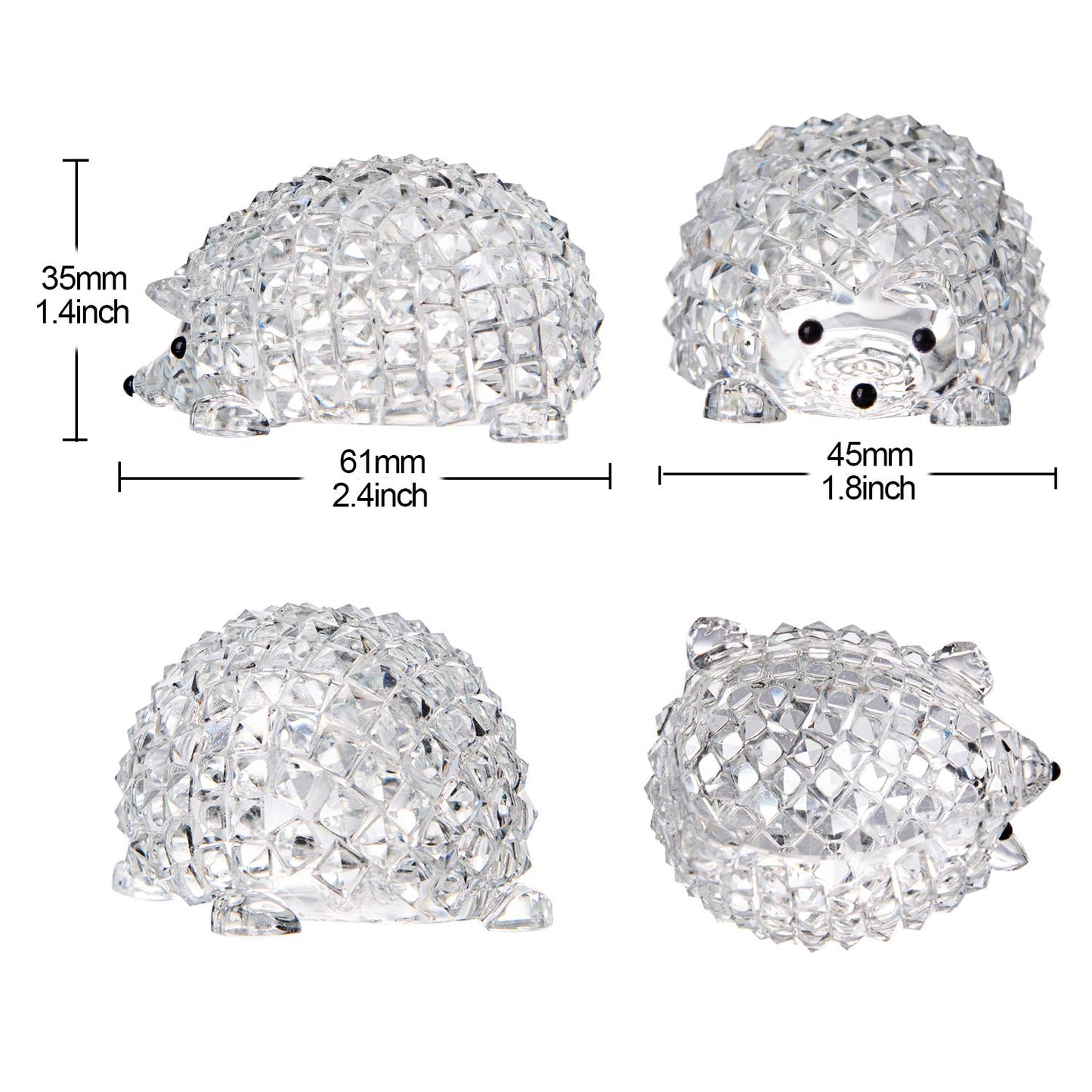 LONGWIN Mini Statues of Glass Hedgehog Crystal Animal Collectible Figurines Home Tabletop Decorative Ornaments