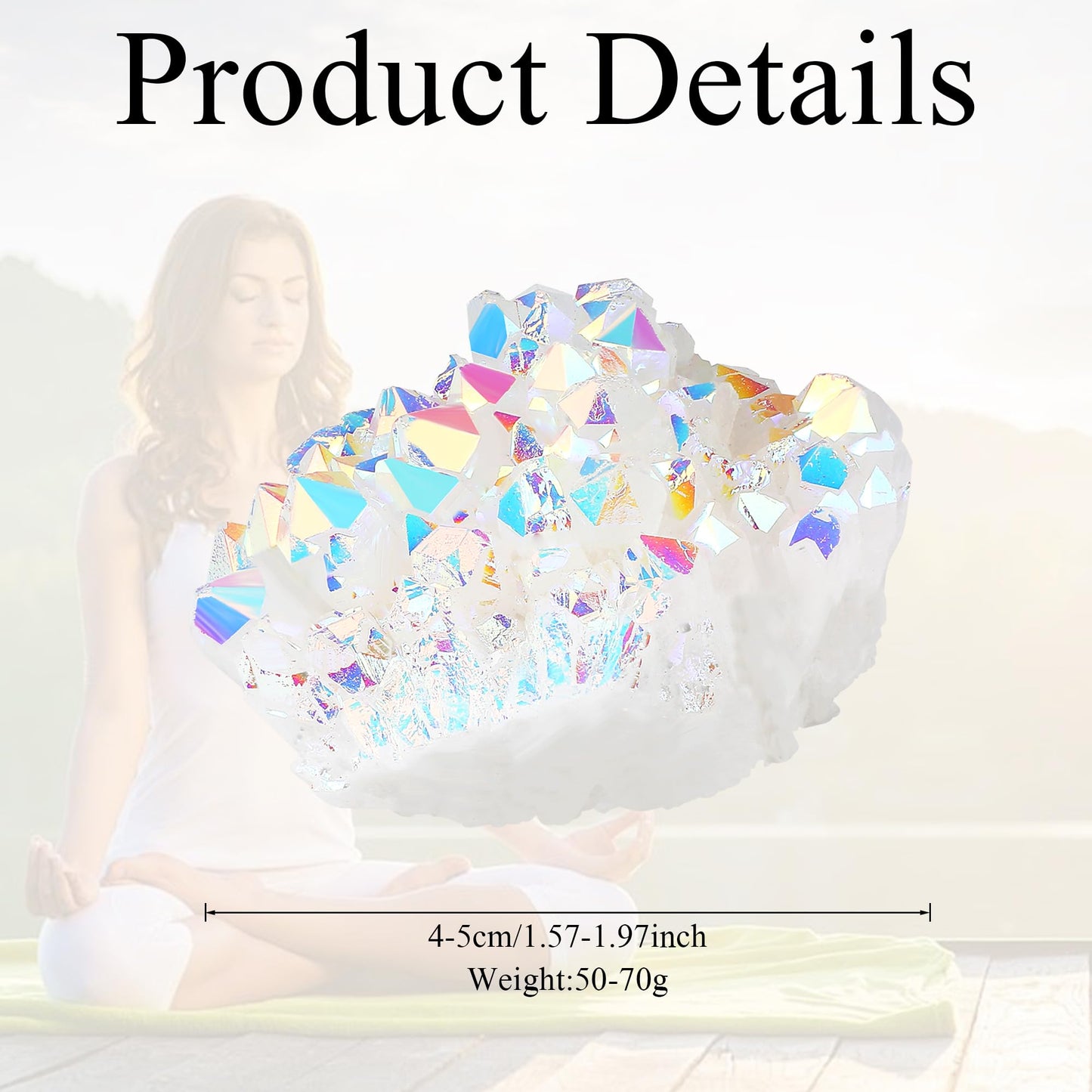 YATOJUZI Angel Aura Crystal Cluster Raw Rocks Quartz Stones Healing Crystals and Titanium Coated Mineral Geode Reiki Gemstones Druzy for Energy Protection 1PCS