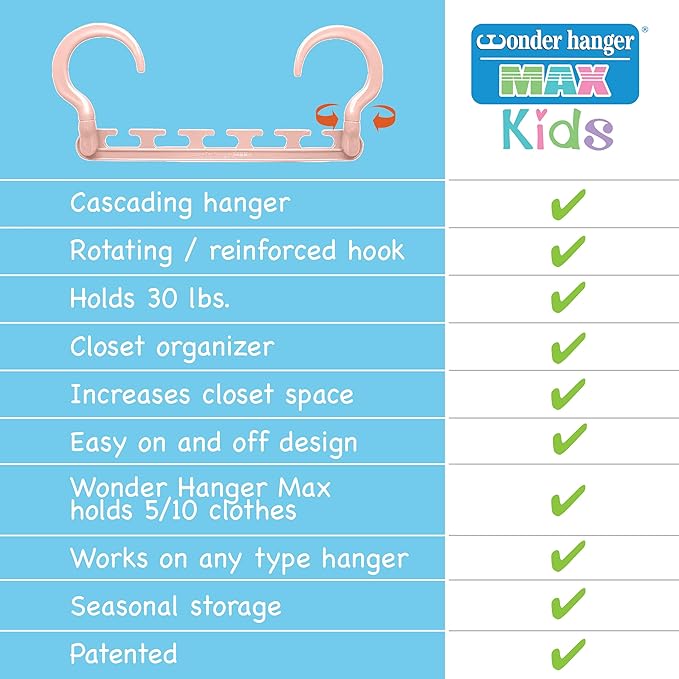 Wonder Hanger Max 10-Pack Space Saving Hangers, Reinforced Hooks Swivels 360°
