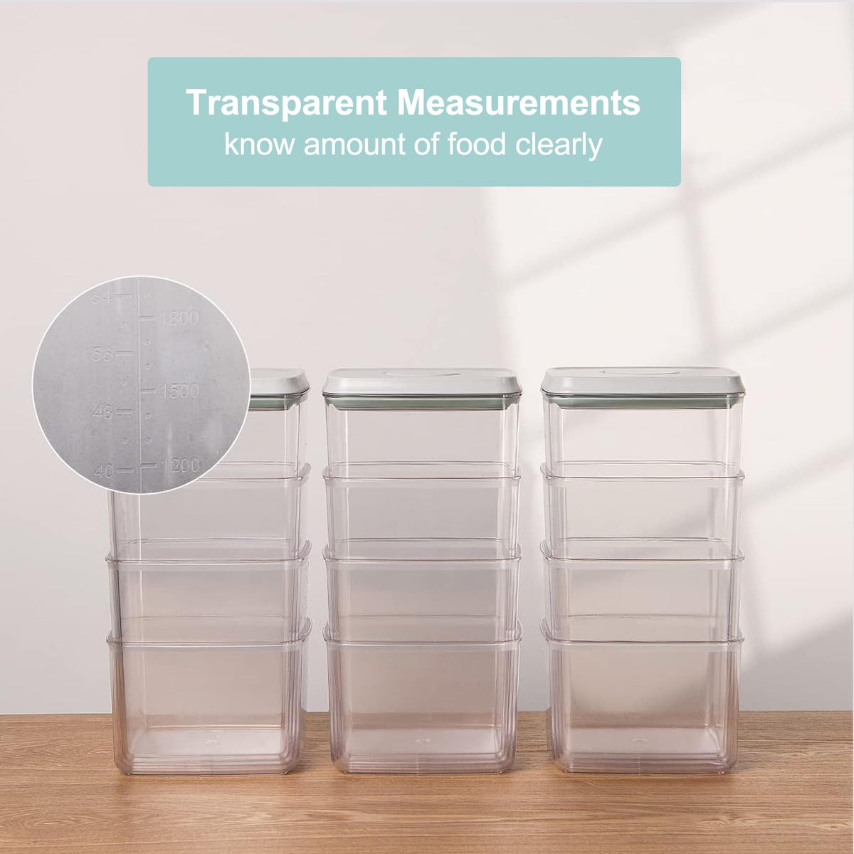 Cozey Daily Pop Containers with Lids - Stackable Airtight Food Storage, Kitchen Pantry Storage Containers for Snacks Candy Salt Herbs Spices BPA-Free (12PCS (1.2 + 2.0 + 2.7 + 3.3 Qt) * 3)