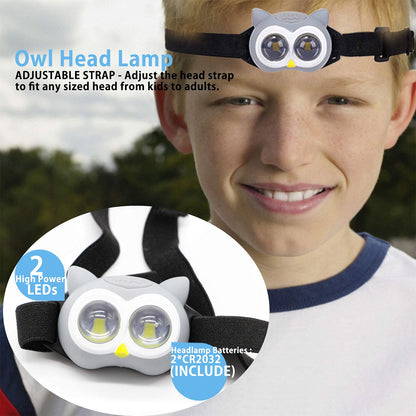 Outdoor Equipment LED Camping Lantern & Headlamp Set for Kids, FANT.LUX Battery Powered Night Light for Emergency, Hurricane, Lightweight Tent Lamp for Children (Owl Set)