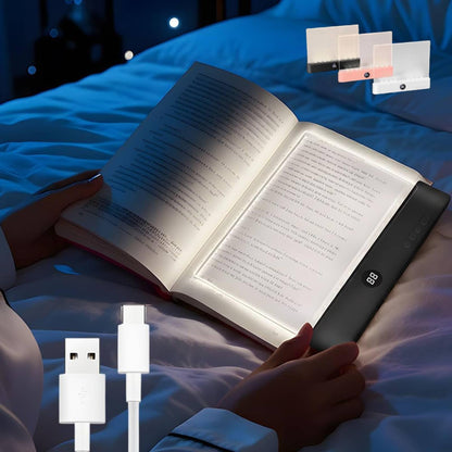 AAESG Book Lights for Reading at Night,Rechargeable LED Reading Light with 3 Colors & Timer, Eye Protection Dimmable Full Page Panel Plate Lamp Which Don't Disturb Your Partner's Sleep