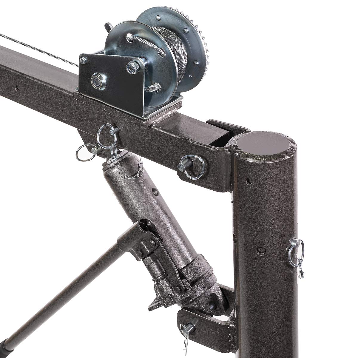 Stark USA 1/2 Ton Hydraulic Cable Winch Tow Pickup Truck Telescopic Crane Lift Hoist Load Crane Extension Swivel Base Mount (1100 LBS) Capacity