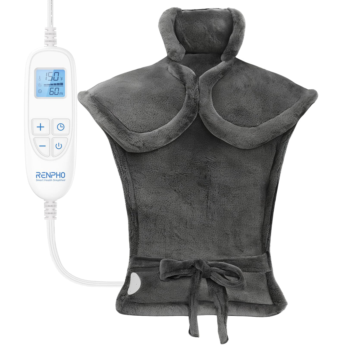 RENPHO Electric Heating Pad for Back Pain Relief, Birthday Gifts for Women Men Mom Dad, FSA HSA Eligible, Large Heat Pad for Neck and Shoulders, Fast Heating, 24"x33", ETL Certified, Gray