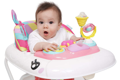 MyChild Unicorn 2-in-1 Walker Rocker, Pink Rainbow - Activity Center Baby Walker - Easy fold Frame for Storage - 6 Months + Anti Fall Blocks for Extra Safety and 3 Height Adjustment.