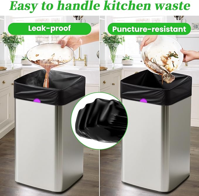 Trash Bags 15 Gallon Tall Kitchen Drawstring Garbage Bags, Fit 13-15 Gal Bins