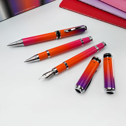 Monteverde USA Innova Ombre Fusion Harmony (Purple/Orange/Pink Gradient Finish) Fountain Pen - Medium Nib, Refillable, Gift Case, Luxury Pen