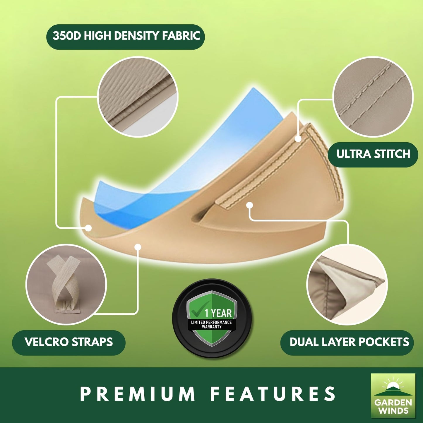 Garden Winds Durable 350 Replacement Canopy Top Compatible with Manhattan 10’ x 12’ Gazebo Model L-GZ1138PST - Beige