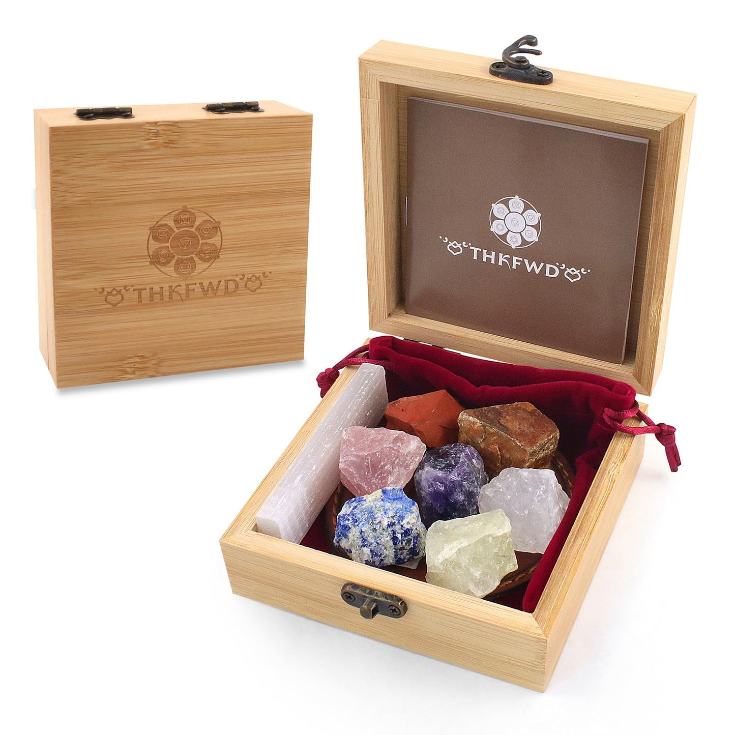 7 Chakras Crystals and Healing Stones with Selenite Charging Plate and Guide Booklet for Beginners, Collection, Meditation, Yoga