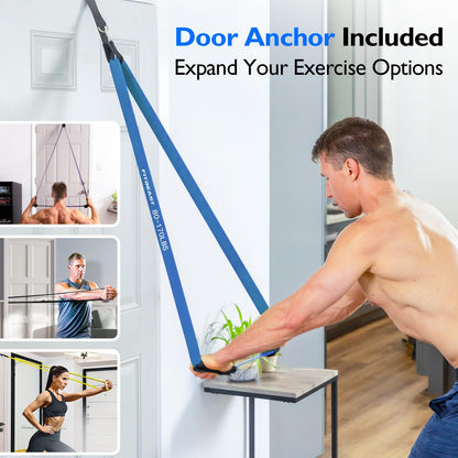 FitBeast Resistance Bands Set, 5 Levels Pull Up Bands for Bodyweight Training, Powerlifting, Muscle Building, Home Gym Workout, Stretching, Stretch Bands with Door Anchor (Bright Spectrum 5-170 LBS)