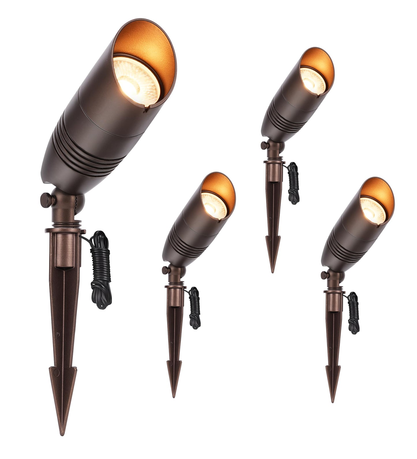 CLOUDY BAY 9W 5CCT LED Landscape Lighting Low Voltage (AC/DC 12V) Outdoor Spotlights with Spike Stand,Waterproof Pathway Lights,2200K/2700K/3000K/4000K/5000K Selectable,Pack of 4,Bronze