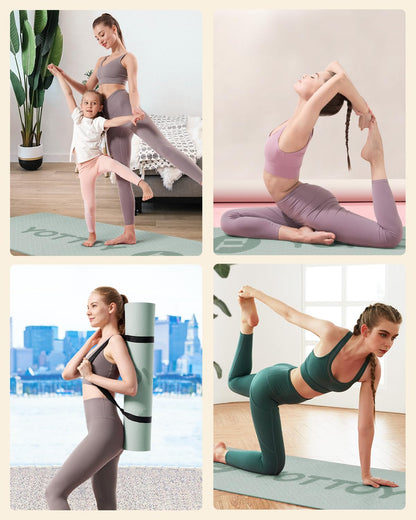 YOTTOY Yoga Mat, 72"x 32"x1/3" Extra Wide Non-Slip Exercise Fitness Yoga Mats,Eco-Friendly TPE Exercise Mats for Women Men Home Workout with Strap Bag