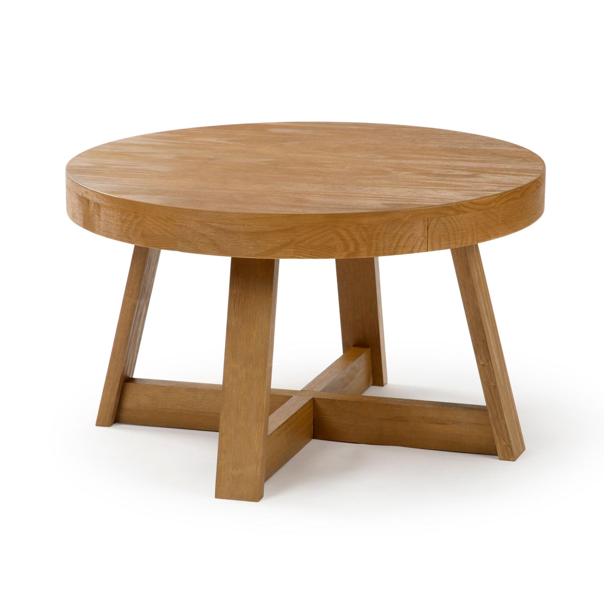 Plank+Beam Classic Round Coffee Table, 30 Inch Farmhouse Coffee Table, Rustic Mini Center Tables for Small Spaces, Small Living Space Tea Table, Pecan Wirebrush