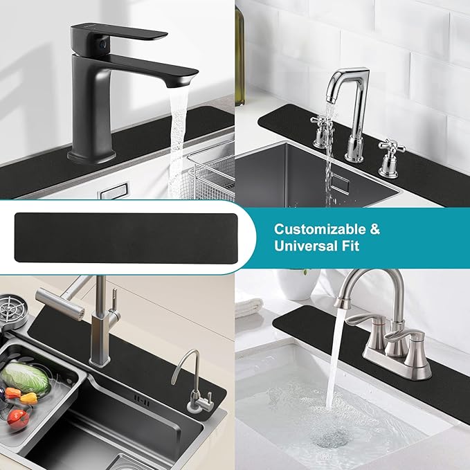 Customizable Faucet Mat for Kitchen Sink: 29"L x 5.5"W Quick Drying Kitchen