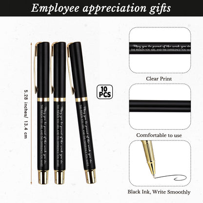 Tellingyou 20 Pcs/ 10 Set Employee Appreciation Gifts 2026-2027 Weekly Planners Journals A6 to Do List Bulk Notepads and Pens Thank You Gifts for Coworkers Teacher Staff (Black)
