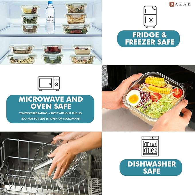 Razab 24 Pc Airtight Glass Food Storage Containers