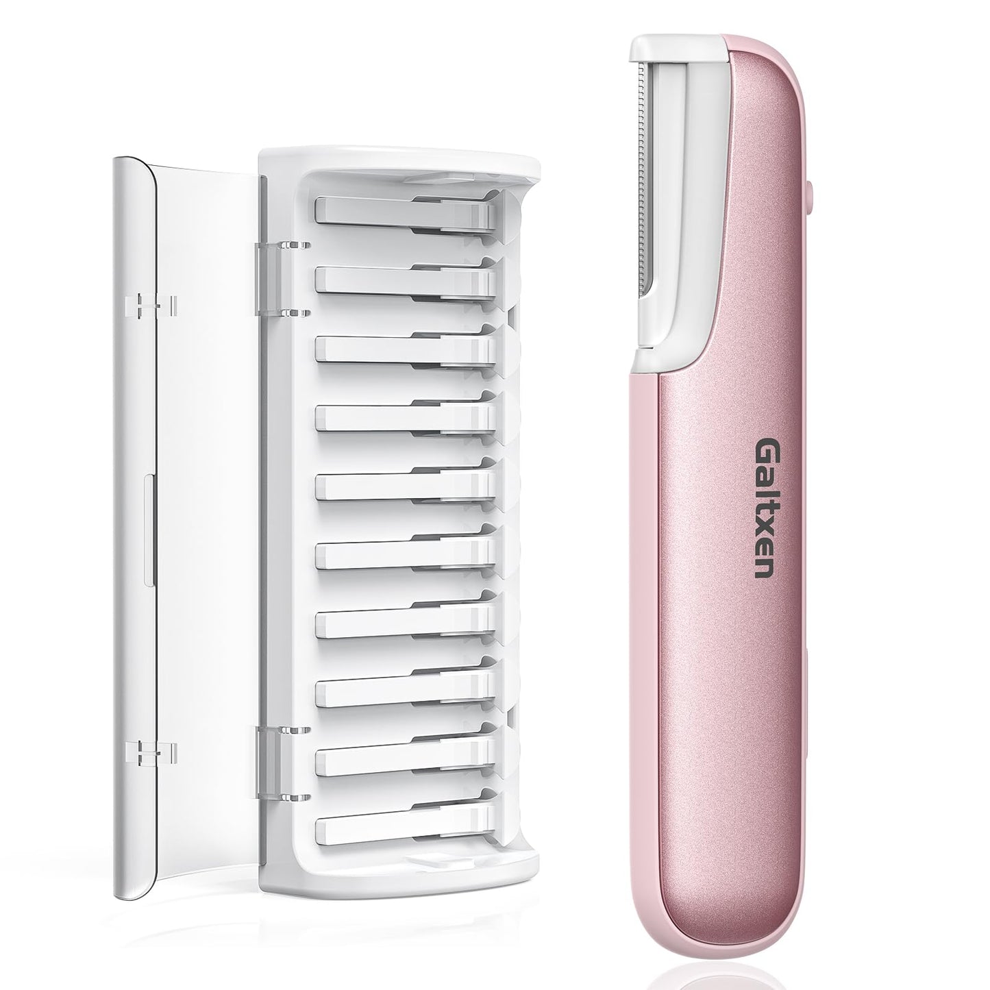 Dermaplaning Tool for Women Pink - Facial Exfoliation & Peach Fuzz Hair Removal with Rechargeable Sonic Edge Technology, 10 Refill Blades