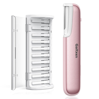 Dermaplaning Tool for Women Pink - Facial Exfoliation & Peach Fuzz Hair Removal with Rechargeable Sonic Edge Technology, 10 Refill Blades