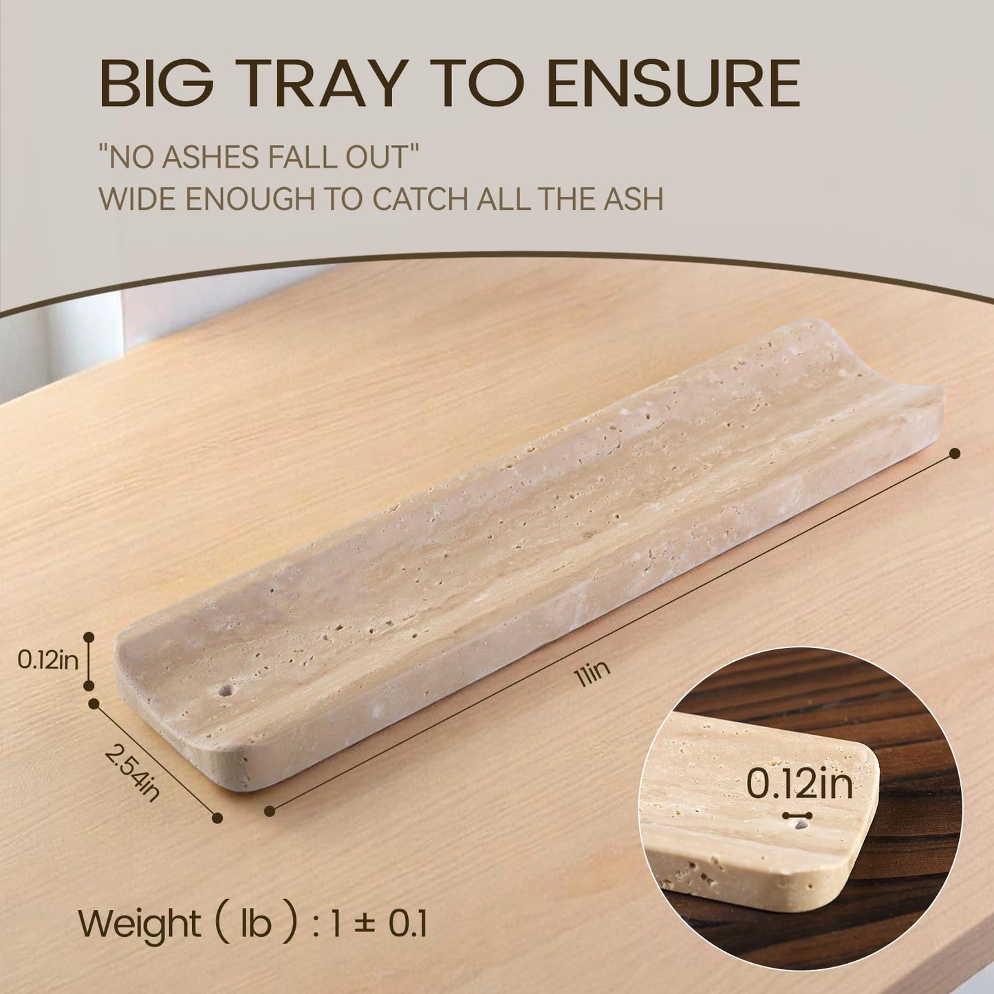 Koville Marble Incense Holder, Incense Holder for Sticks, Incense Sticks Holder Ash Catcher for Meditation Yoga SPA, Natural Stone Incense Burner, Home Table Decor (Travertine)