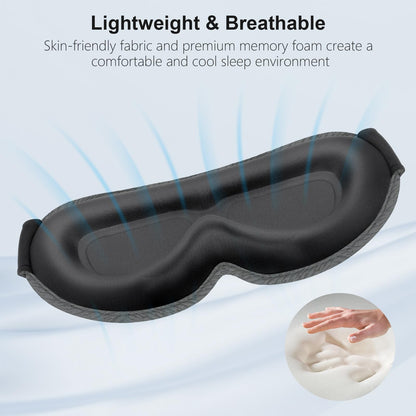 Gritin 100% Blackout Sleep Eye Mask for Women Men, Zero Pressure Sleeping Mask - Ergonomic Design 3D Cutout Eye Movement and Eyelash Friendly Night Blindfold, Ultra Soft Comfortable for Sleeping