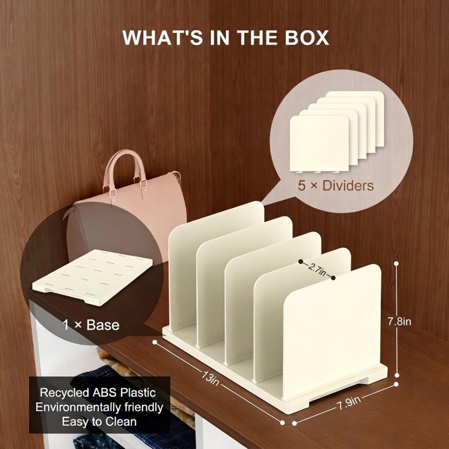 SHILFID Reusable Shopping Bag Organizer, Adjustable Extra Tall Shelf Dividers for 40+Tote, Cloth,Gift,Grocery,Handbag and Purse,Paper Bag Holder and Lunch Bags in Pantries, Cabinets or Closets