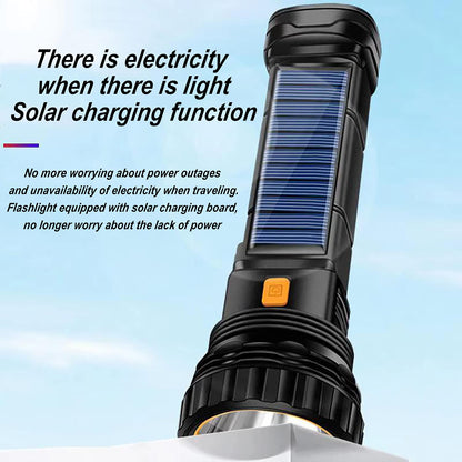 E-SHIDAI Solar Rechargeable Flashlight, Multi Function 1000 Lumens LED Flashlight with Emergency Strobe Light, Handheld LED Flashlights for Home Emergencies Camping