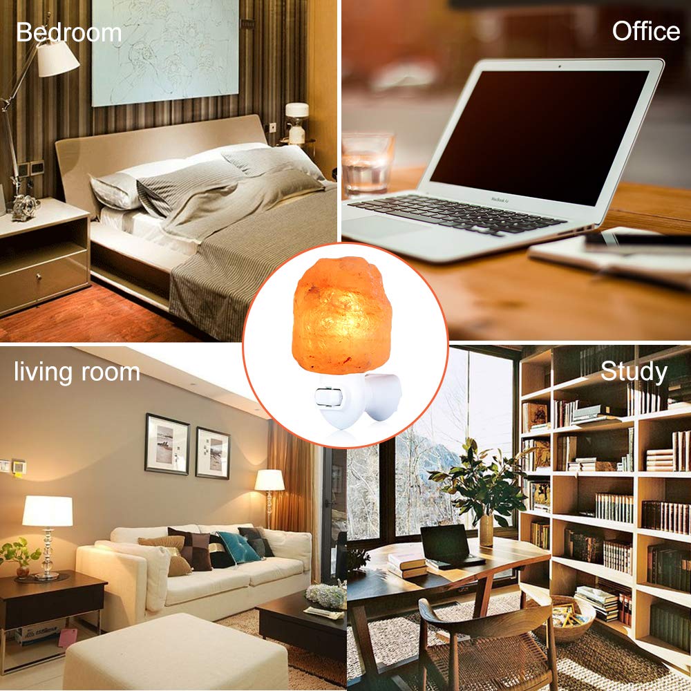 pursalt Himalayan Salt Lamp Night Light Plug in, Certificated 360 Degree Rotatable Wall Plug with Extra 2 Replacement Bulbs Bathroom Bedroom Night Light, Pink Crystal Rock Salt Hand Crafted