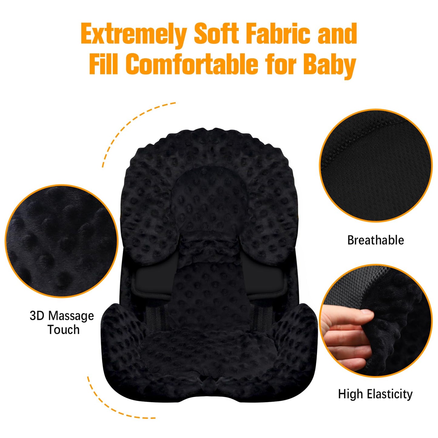KAKIBLIN Infant Car Seat Insert,Baby Carseat Head & Body Support for Newborn, 2-in-1 Reversible Car Seat Cushion, Soft Stroller Cushion Insert for Bouncer, Strollers, Swing
