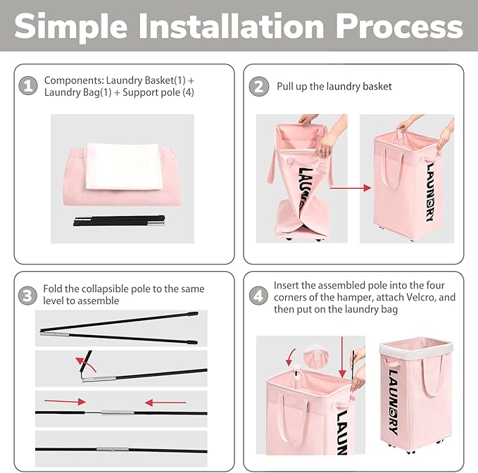 Goodpick Pink Laundry Baskets