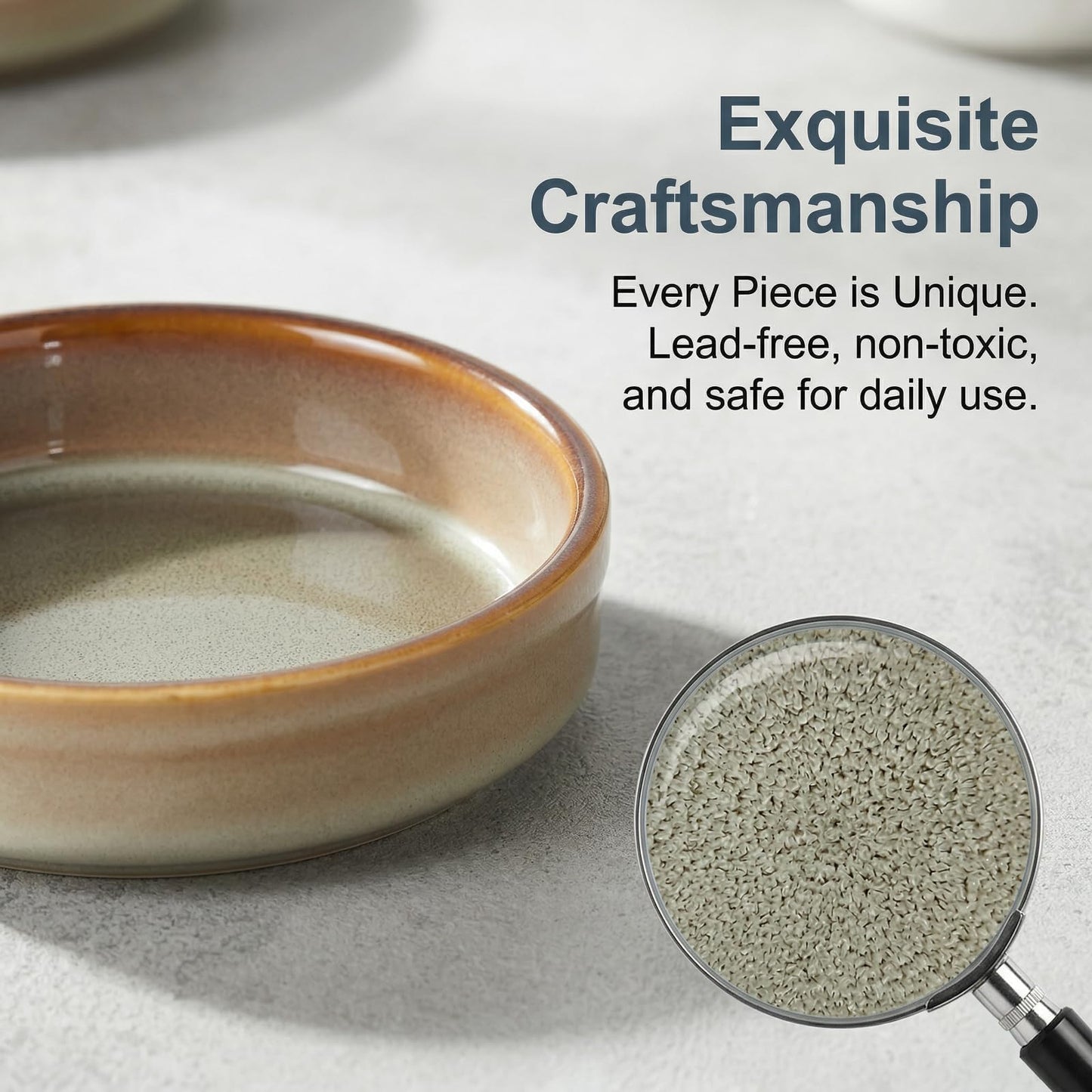 ONEMORE Ramekins Oven Safe Set of 6, 4 oz Creme Brulee Ramekins, Ceramic Ramekin Bowls for Souffle, Custard, Dipping Sauce, Dessert, Microwave Dishwasher Freezer Safe, 4.5 Inch - Beige